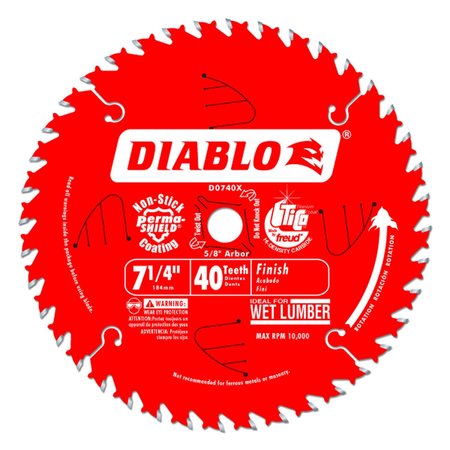 FREUD Diablo 7-1/4 in. D X 5/8 in. Carbide Tipped Finishing Saw Blade 40 teeth 1 pc D0740A